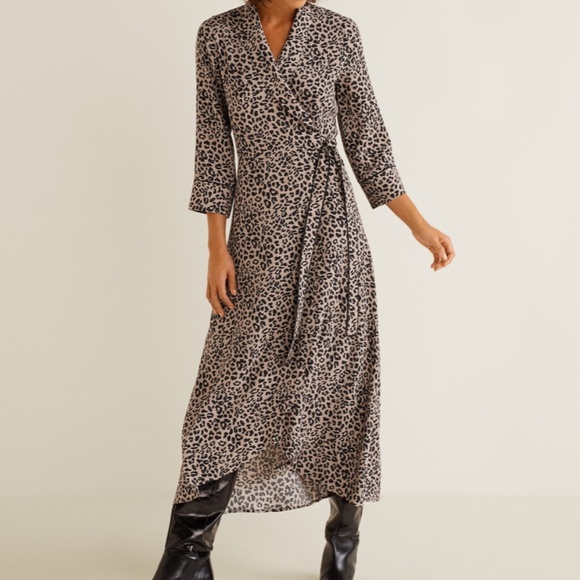 mango leopard print wrap dress